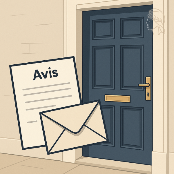 Avis de passage déposé pour signification par huissier de justice à Montreuil 93