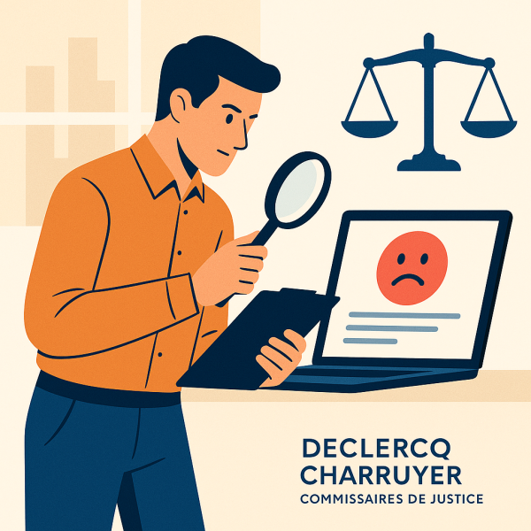 constat de mauvais avis sur internet pour diffamation par un commissaire de justice présent à Montreuil 93 